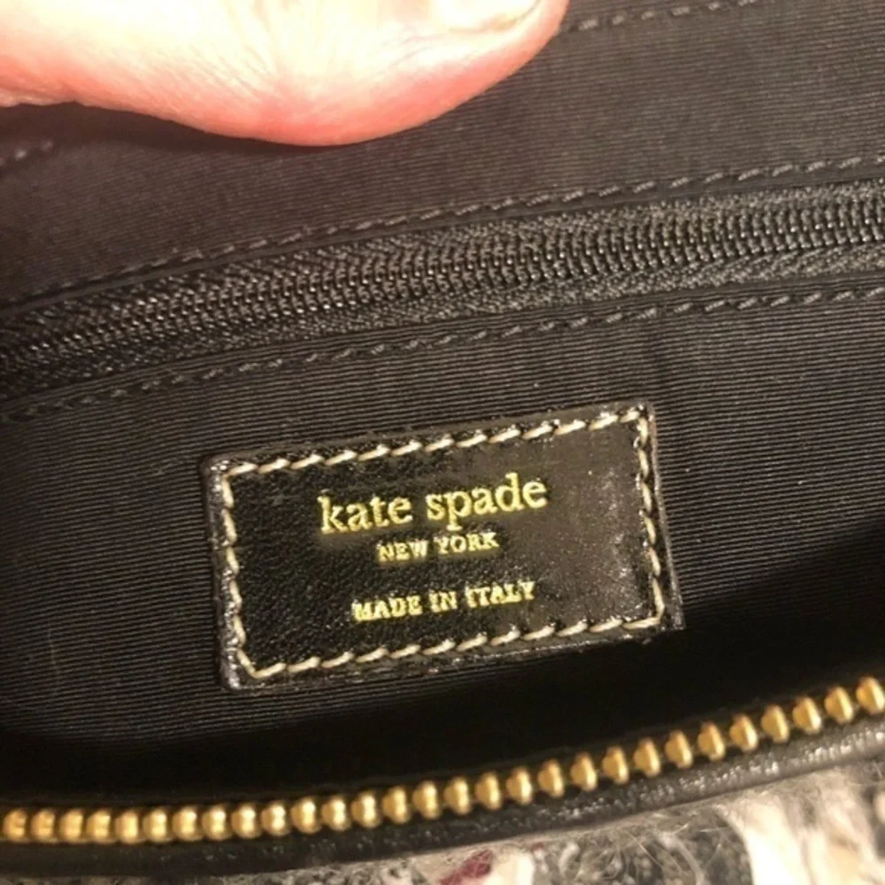 Kate spade black gray and white wool bag made in Italy